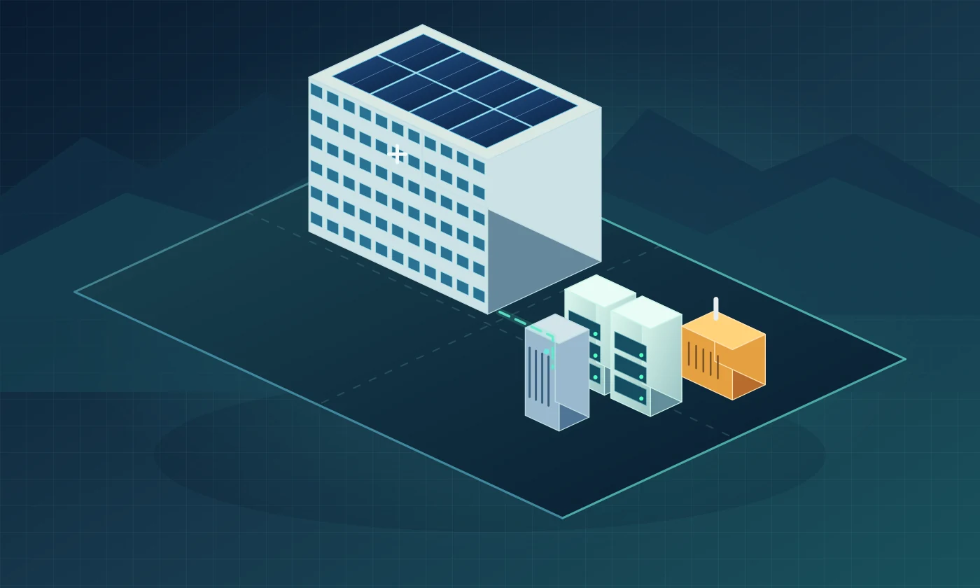 Office and IT building: critical loads on a grid-forming battery, DG as last resort (illustrative concept)