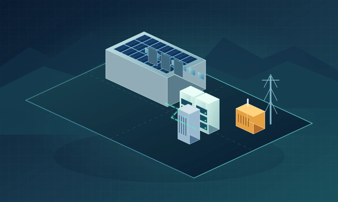 Industrial site with solar, battery storage and generator (illustrative concept)